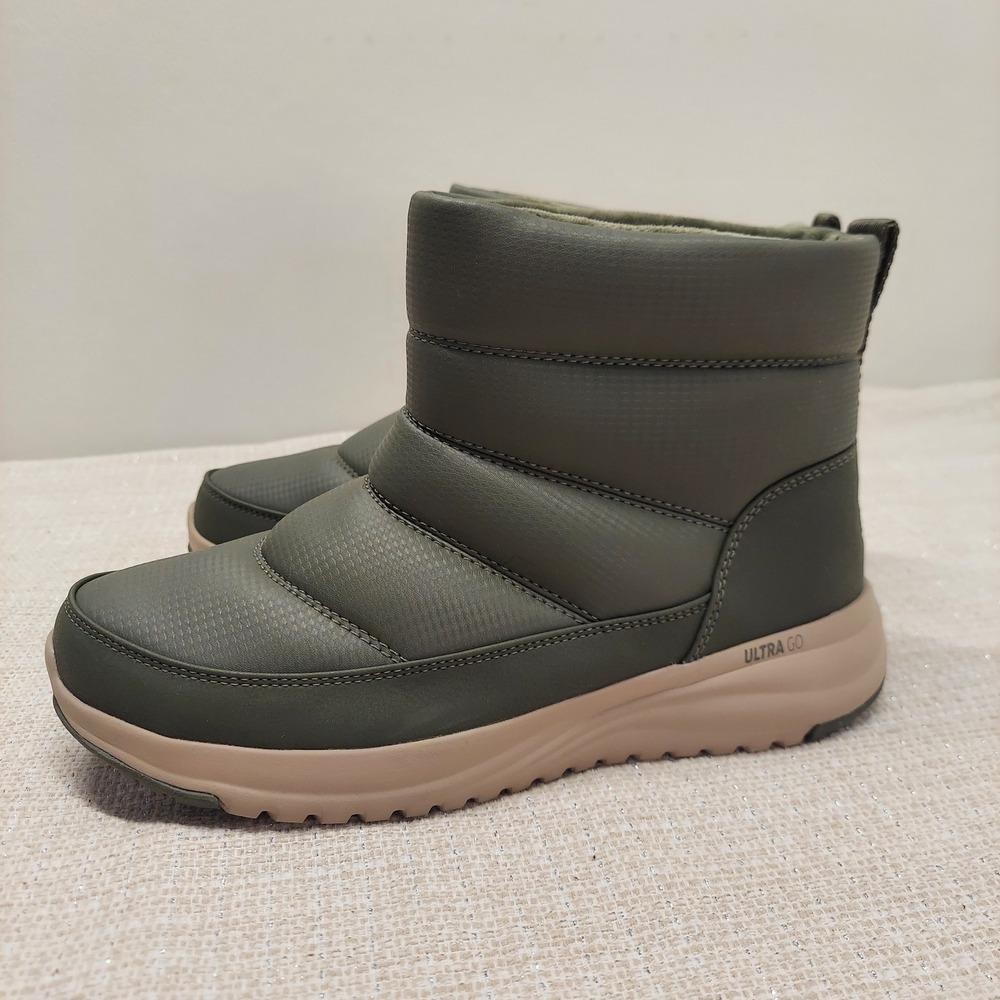 Skechers On-the-GO Olive Green Waterproof Boots 144776 Womens 7